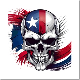 Skull with Texas Flag Posters and Art